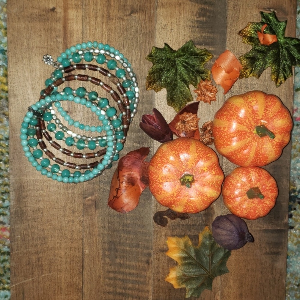 NWOT Brown, silver & turquoise Boho bracelet set